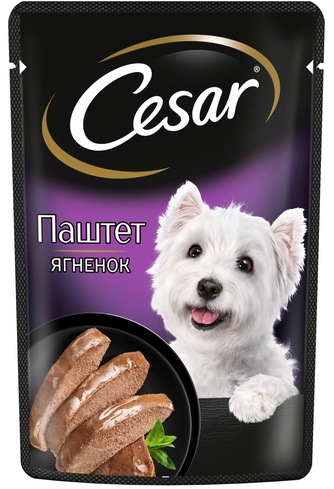 Корм влажный для взрослых собак CESAR паштет с ягненком (80 г)