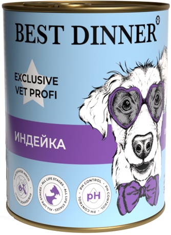 Корм влажный для собак BEST DINNER Exclusive Vet Profi Urinary с профилактикой мочекаменной болезни с индейкой (340 г)