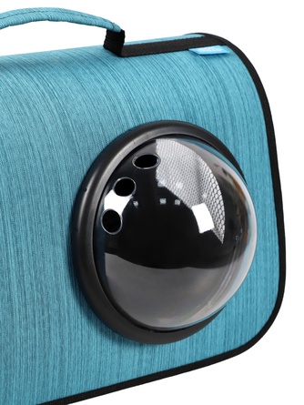 Сумка-переноска для кошек и собак RICH BREED MYJET иллюминатор/сетка, голубая лайн (M/40*25*25 см)