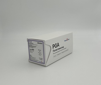 Нить полигликолидная плетеная BAZAVET PGA (4/0 (1,5), ОР,1/2, 20мм, 90 см/12 шт)
