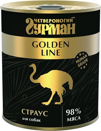 Корм влажный для собак ЧЕТВЕРОНОГИЙ ГУРМАН Golden Line страус в желе (340 г)