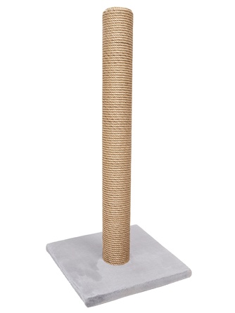 Когтеточка для кошек RICH BREED высокий и толстый столбик, джут, светло-серый (35*35*82 см)