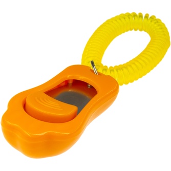 Кликер для собак ZOOONE  трехтоновый с браслетом оранжевый (7 см)