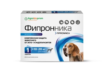 Таблетка для собак 10 - 20 кг PCHELODAR фипронника комплексная защита от экто- и эндопаразитов (1 таб)