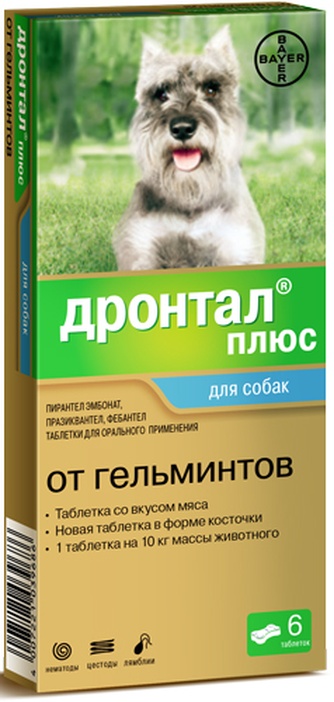 Таблетки для собак BAYER Дронтал от гельминтов со вкусом мяса (6 таб)