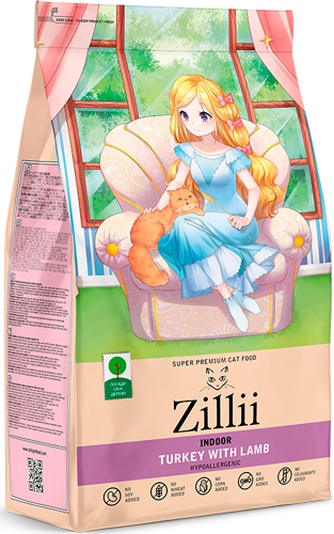 Корм сухой для взрослых кошек ZILLII INDOOR с индейкой и ягненком (0,4 кг)