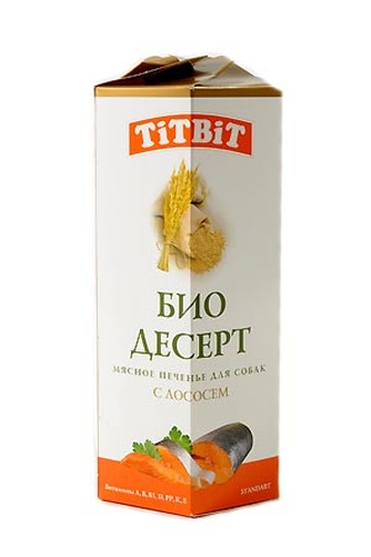 Лакомство для собак мелких пород TITBIT Лакомый кусочек Bio desert Печенье с лососем стандарт (350 г)