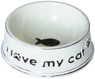 Миска для животных №1 I love my cat керамическая стилизованная под старину (12,5*5 см/190 мл)