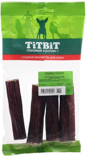 Лакомство для собак мелких пород TITBIT Лакомый кусочек Пищевод говяжий (39 г)