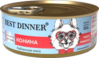 Корм влажный для собак BEST DINNER Vet Profi Exclusive Gastro Intestinal с чувствительным пищеварением рубленое мясо с кониной (100 г)