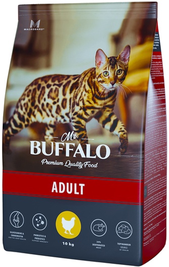 Корм сухой для взрослых кошек MR. BUFFALO Adult курица (10 кг)