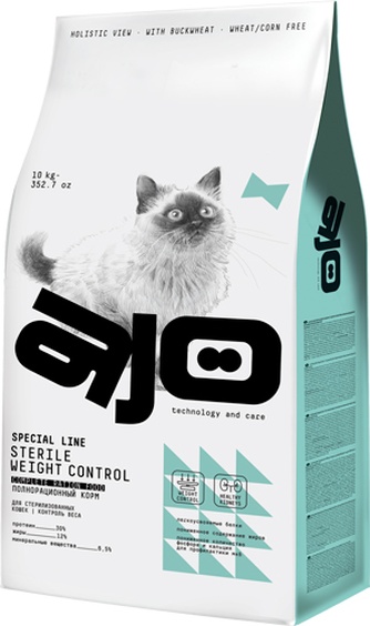 Корм сухой для стерилизованных кошек AJO Sterile Weight Control контроль веса (10 кг)