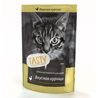 Корм влажный для кошек TASTY с курицей в желе (85 г)