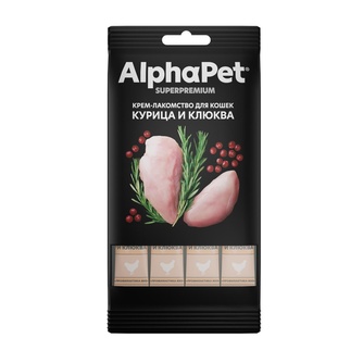 Альфа Пет 54608/340000 Superpremium Крем-лакомство для кошек курица и клюква 48г