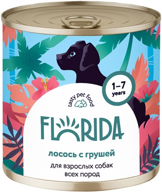 Корм влажный для взрослых собак FLORIDA Лосось и груша (400 г)