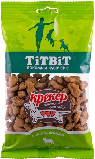 Лакомство для собак мелких пород TITBIT Лакомый кусочек Крекер с мясом ягненка (100 г)