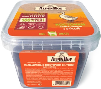 Лакомство для собак ALPENHOF Кальциевые косточки с уткой (450 г)