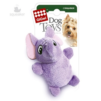 Игрушка для собак GIGWI Dog Toys Слоник с пищалкой, фиолетовый (10 см)