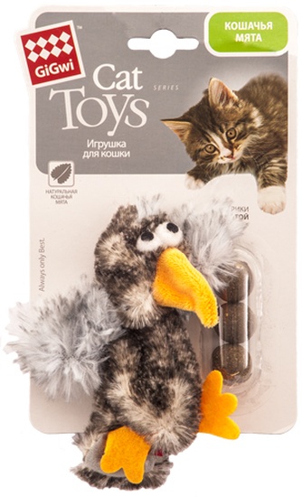 Игрушка для кошек GIGWI refillable catnip утка с кошачьей мятой (13 см)
