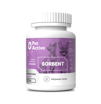 Витаминно-минеральный комплекс для кошек и собак PETACTIVE Sorbent Сорбент (100 таб)