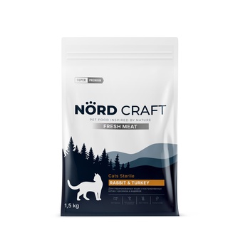 Корм сухой для взрослых кошек NORD CRAFT Fresh Meat с кроликом и индейкой (1,5 кг)