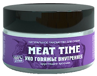 Лакомство для собак мелких пород MEAT TIME Хрустящие кусочки Ухо говяжье внутреннее (30гр)