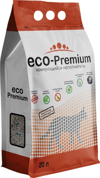 Наполнитель комкующийся древесный для кошек ECO-PREMIUM Green (20 л)
