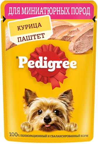 Корм влажный для собак миниатюрных пород PEDIGREE паштет с курицей (80 г)