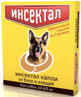 Капли для собак от 40 до 60 кг NEOTERICA Инсектал от блох и клещей (4,3 мл/1 шт)