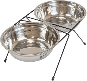 Подставка с мисками для кошек и собак ECO напольная черная (2 шт/2000 мл)