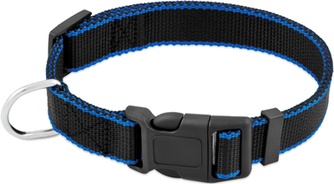 Ошейник для собак SAIVAL Premium Цветной край черный с синим (25мм/55см)