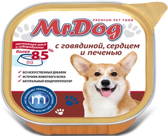 Корм влажный для собак MR.DOG с Говядиной, сердцем и печенью (300 г)