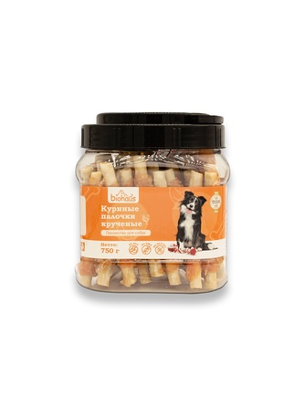 Лакомство для собак BIOHAUS куриные палочки крученые (750 г)
