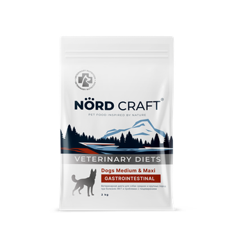 Корм сухой для собак средних и крупных пород NORD CRAFT Dogs Medium & Maxi Gastrointestinal при болезнях ЖКТ и проблемах с пищеварением (2 кг)