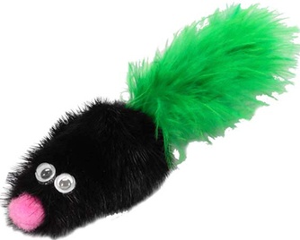 Игрушка для кошек  GoSi Мышь М с хвостом перо, натуральная норка