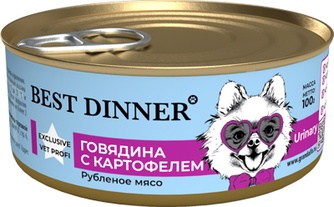 Корм влажный для собак BEST DINNER Exclusive Vet Profi Urinary с профилактикой мочекаменной болезни с говядиной (100 г)