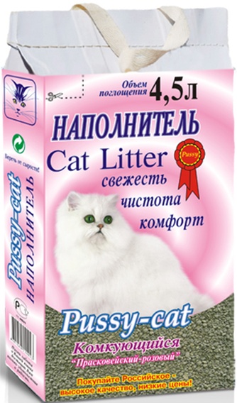 Наполнитель комкующийся бентонитовый для кошек PUSSY-CAT Cat Litter (4,5 л/3,6 кг)