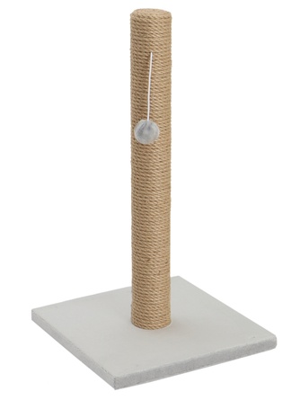 Когтеточка-столбик для кошек RICH BREED на подставке, джут, светло-серый (30*30*54 см)