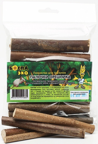 Лакомство для грызунов БОСПА ЭКО Палочки орешника (10 шт)