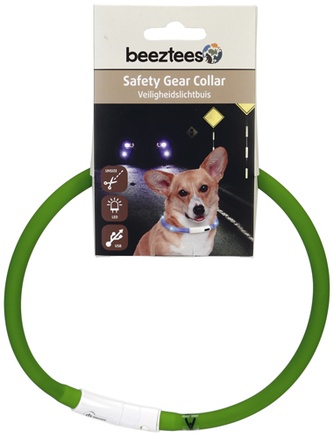 Ошейник силиконовый для собак BEEZTEES светящийся с USB зеленый (1*70 см)