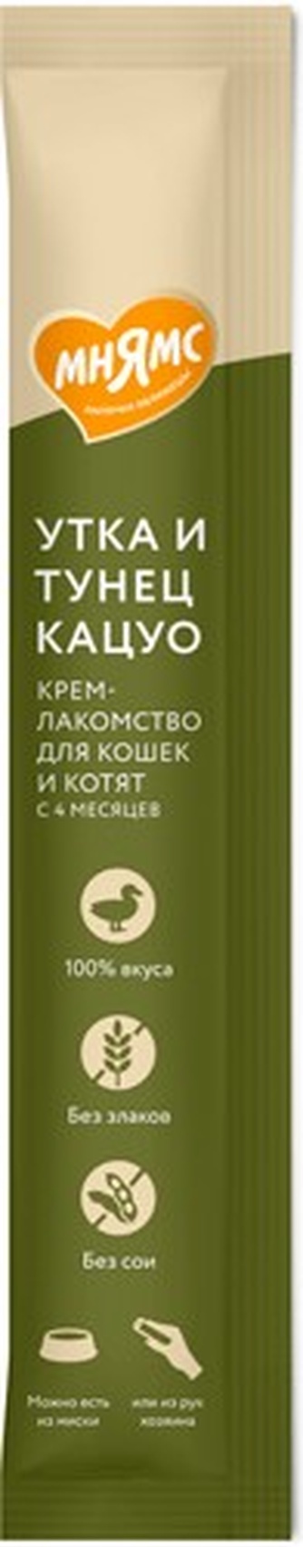 Лакомство для кошек МНЯМС крем-лакомство утка и тунцец кацуо (15 г)