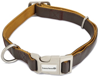 Ошейник нейлоновый для собак BEEZTEES Macleather искуственная кожа коричневый (2,5*70 см)