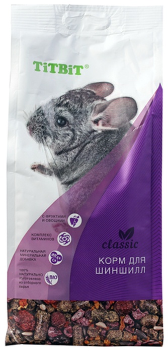 Корм сухой для шиншилл TITBIT Classic смесь с фруктами и овощами (500 г)