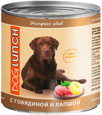 Корм влажный для собак DOG LUNCH говядина, лапша (750 г)