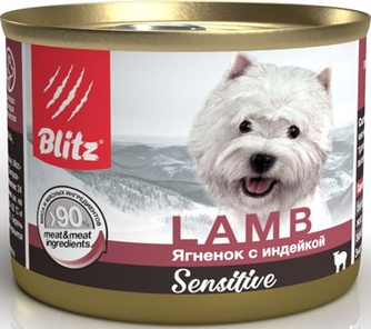 Корм влажный для собак BLITZ Sensitive ягненок индейка (200 г)