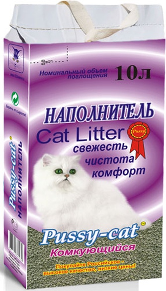 Наполнитель комкующийся бентонитовый для кошек PUSSY-CAT Cat Litter (10 л/7,8 кг)