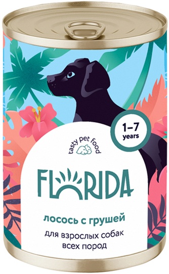 Корм влажный для взрослых собак FLORIDA Лосось и груша (240 г)