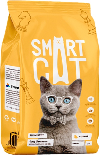 Корм сухой для котят SMART CAT цыпленок (1,4 кг)