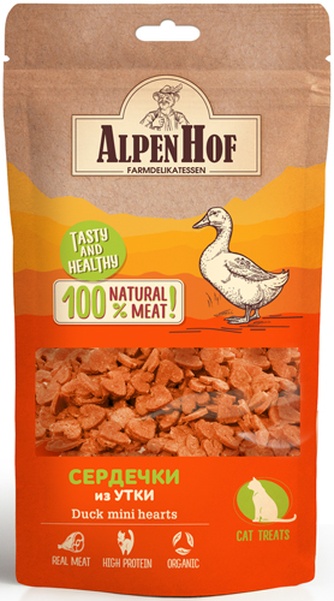 Лакомство для кошек ALPENHOF Сердечки из утки (50 г)