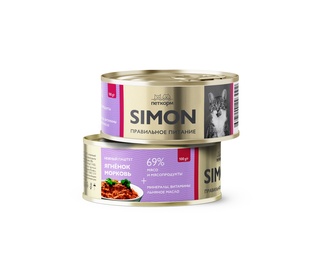 Саймон 93160 кон.д/взрослых кошек паштет с Ягненком и морковью 100г